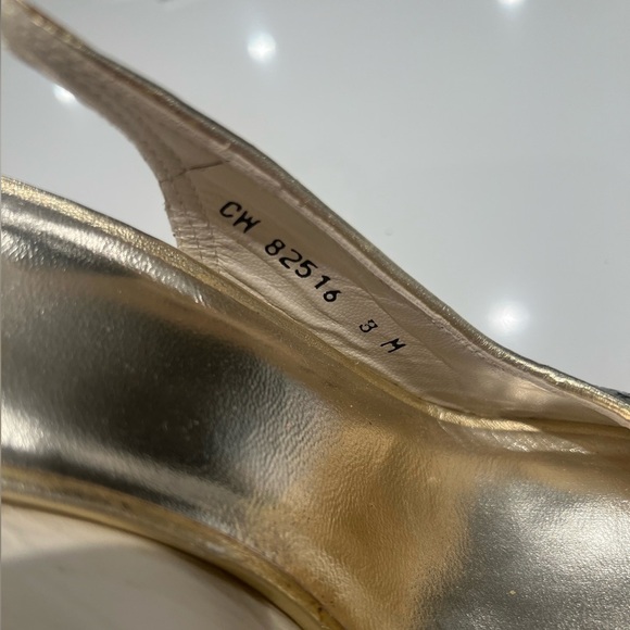 Stuart Weitzman Black & Gold Glitter Slingback Heels – Size 8 - Picture 8 of 8